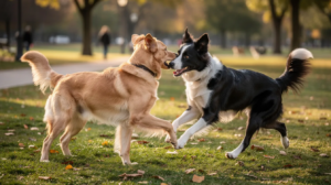 Why do dogs hump? Two dogs playing together in a park